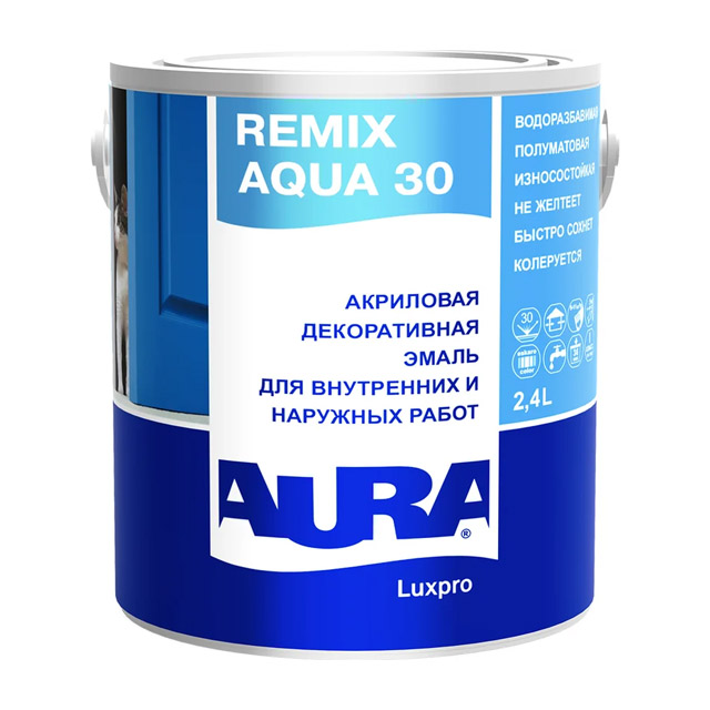 Эмаль "AURA Luxpro Remix Aqua 30" 2,4л