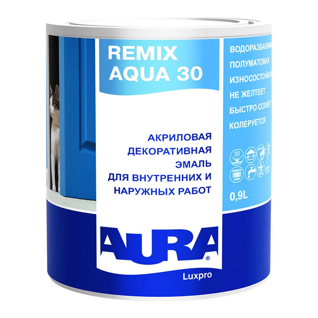 Эмаль "AURA Luxpro Remix Aqua 30 TR" 0,9л