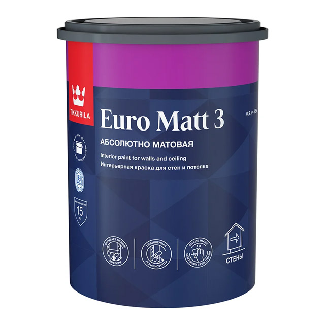 Краска интерьерная EURO MATT 3 C гл/мат 0,9л