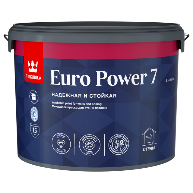 Краска интер. стойкая к мытью EURO POWER 7 C мат 9л